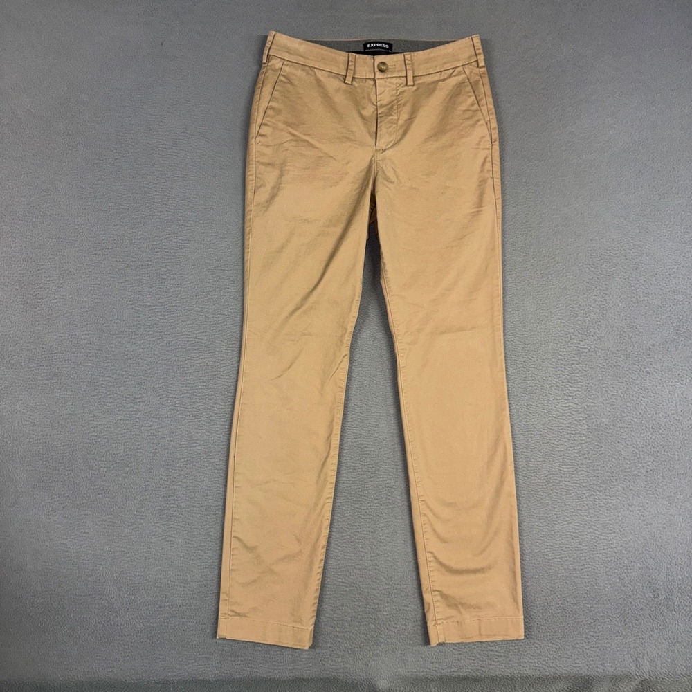 Express Pants Mens 29x32 (Fits 30x30) Brown Skinny Stretch Cotton Blend Chino